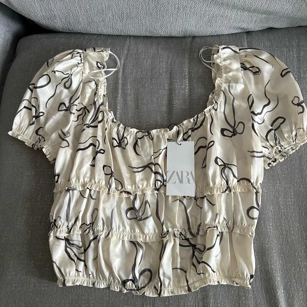 Zara Off de Shoulders Satin Cropped Top Femenine XXL 90’s